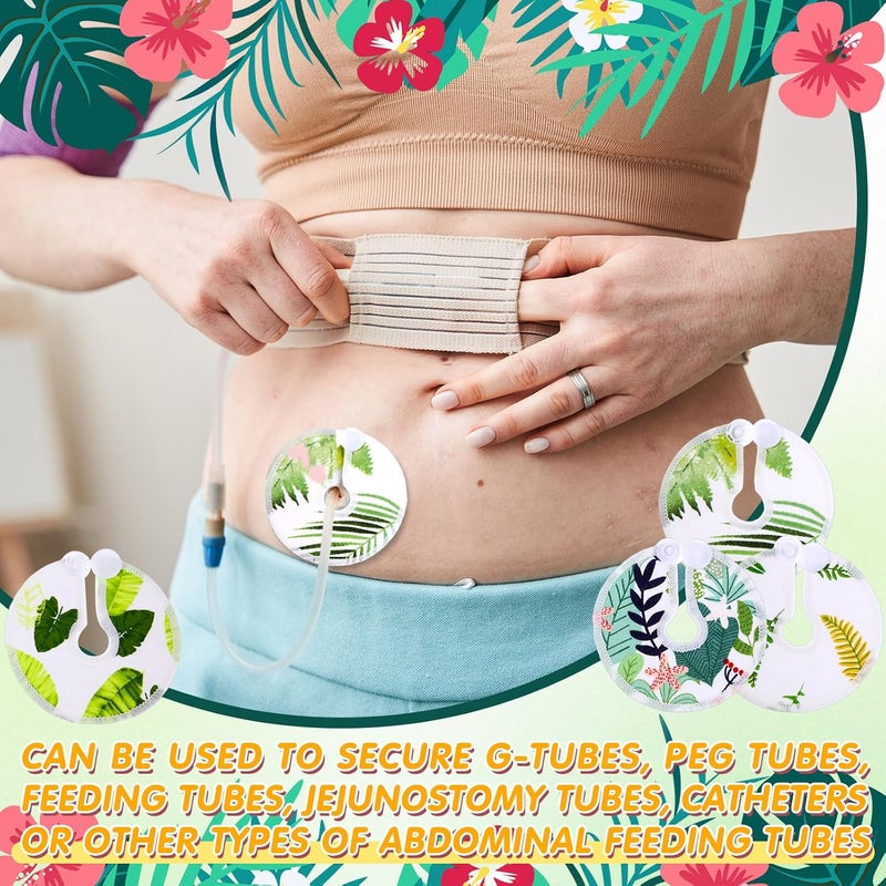 Threlaco 48 Pcs Gtube Button Covers Feeding Tube Pads Holder Abdominal Reusable Accessories Peg Tube Soft Absorbent Breast Feeding Pads Breastfeeding Support Nursing Care Stay Dry(Green Leaf) - Image 4